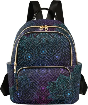 ALAZA Art mandala Boho Ethnic Bohemian Mini Backpack Purse for Women Travel Bag Fashion Daypack Back Pack Shoulder Bag