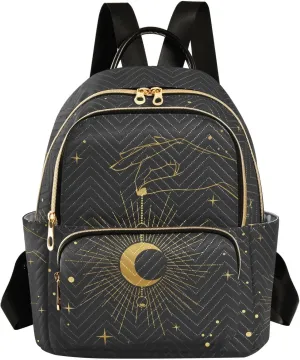 ALAZA Crescent Moon Star Boho Bohemian Small Backpack Purse for Women Travel Bag Fashion Daypack Back Pack Shoulder Bag