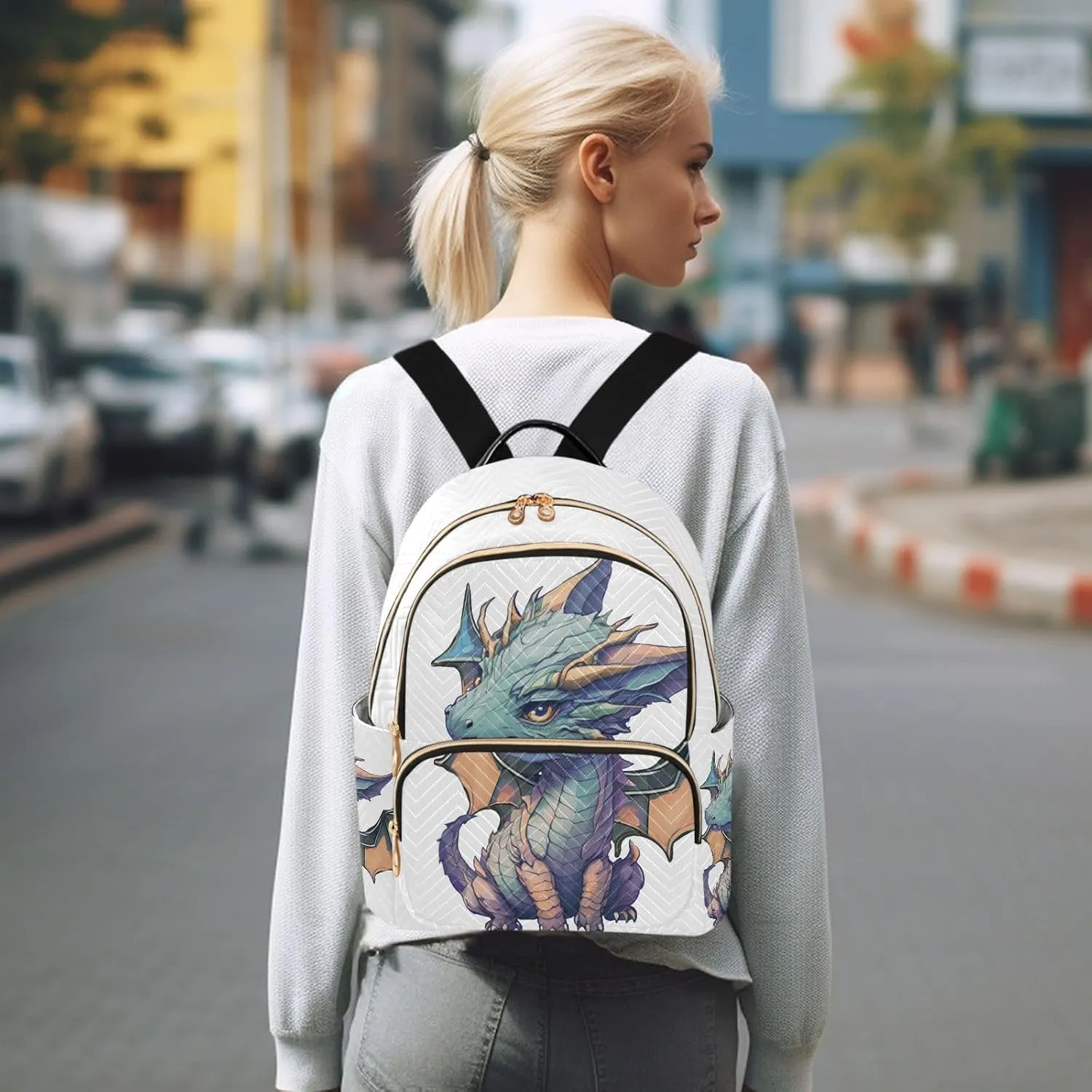 ALAZA Cute Baby Dragon Mini Backpack Purse for Women Travel Bag Fashion Daypack Back Pack Shoulder Bag