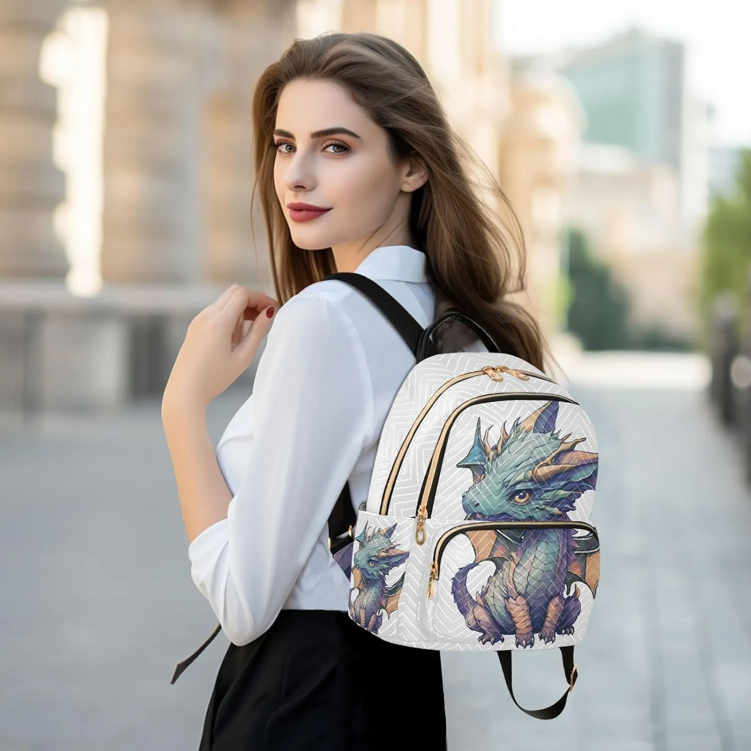 ALAZA Cute Baby Dragon Mini Backpack Purse for Women Travel Bag Fashion Daypack Back Pack Shoulder Bag