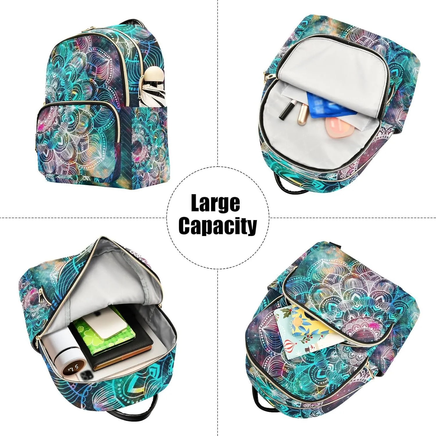 ALAZA Galaxy Colorful Mandala Small Backpack Purse for Women Travel Bag Fashion Daypack Back Pack Shoulder Bag