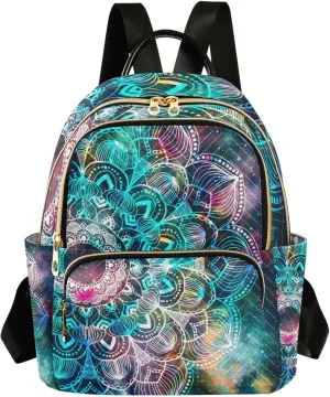 ALAZA Galaxy Colorful Mandala Small Backpack Purse for Women Travel Bag Fashion Daypack Back Pack Shoulder Bag