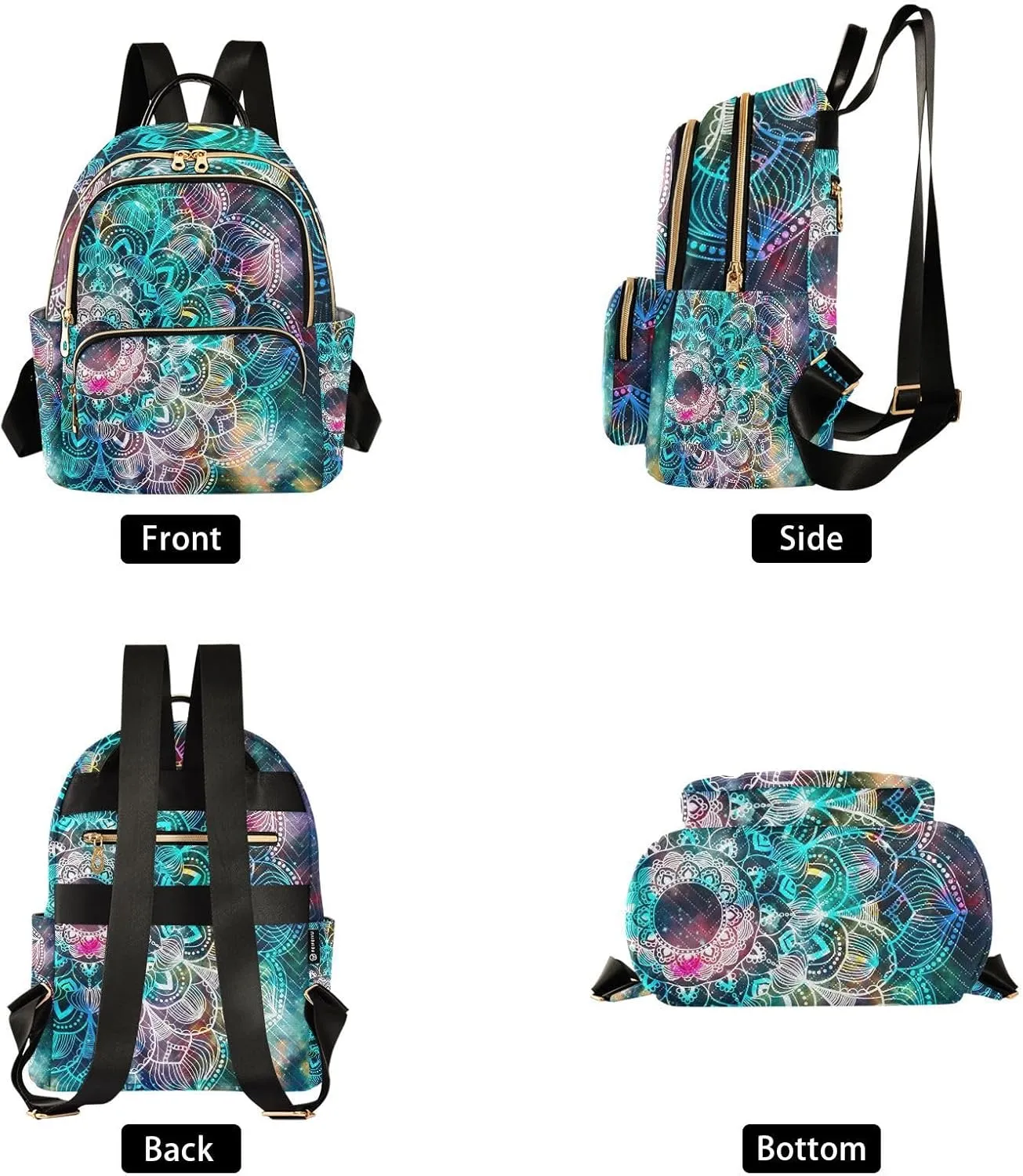 ALAZA Galaxy Colorful Mandala Small Backpack Purse for Women Travel Bag Fashion Daypack Back Pack Shoulder Bag