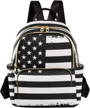 ALAZA Grunge Usa American Flag White & Black Small Backpack Purse for Women Travel Bag Fashion Daypack Back Pack Shoulder Bag