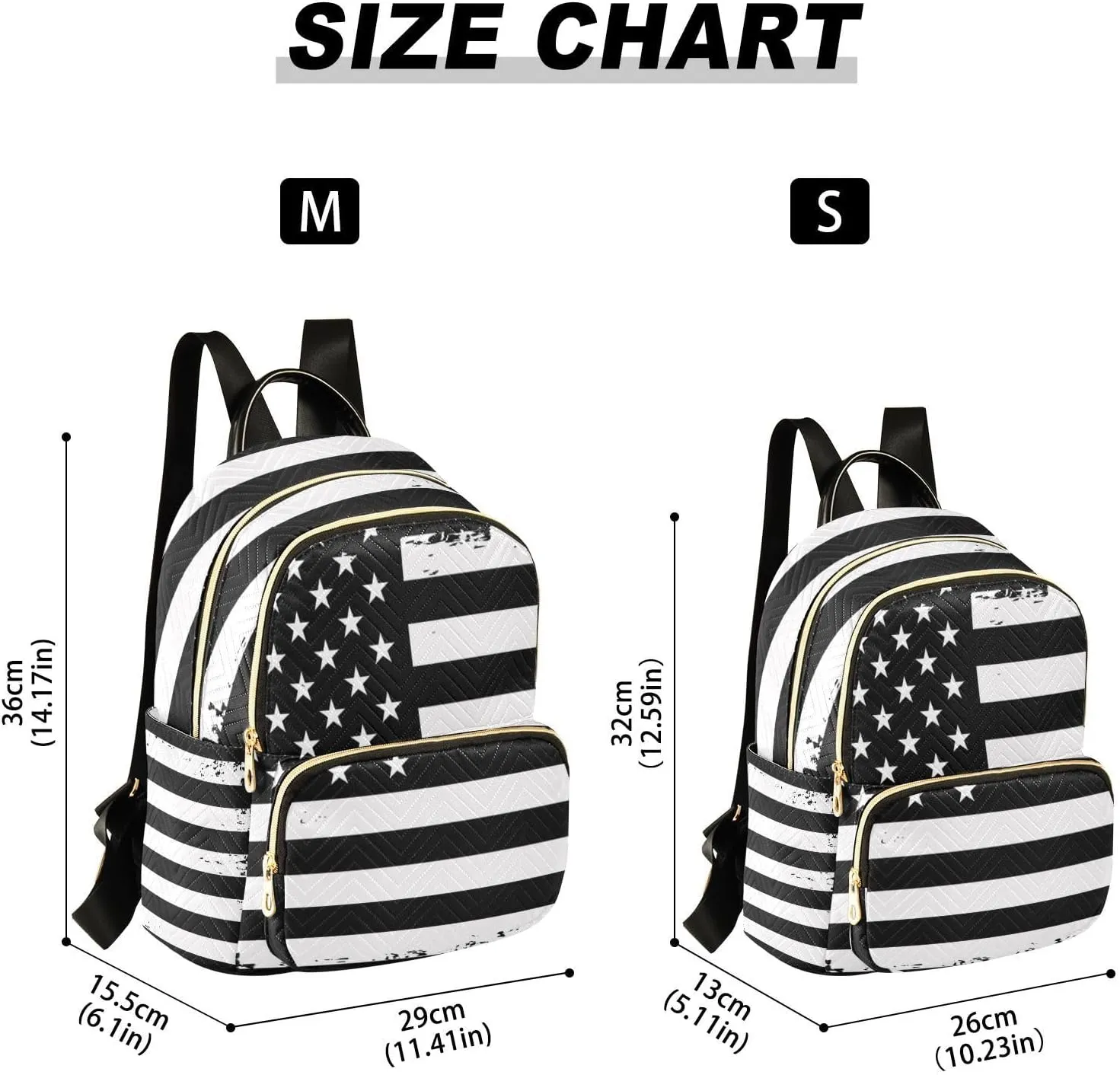ALAZA Grunge Usa American Flag White & Black Small Backpack Purse for Women Travel Bag Fashion Daypack Back Pack Shoulder Bag