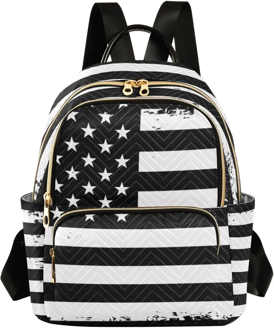 ALAZA Grunge Usa American Flag White & Black Small Backpack Purse for Women Travel Bag Fashion Daypack Back Pack Shoulder Bag