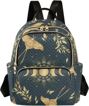 ALAZA Moon Moth Butterfly Astrology Small Backpack Purse for Women Travel Bag Fashion Daypack Back Pack Shoulder Bag