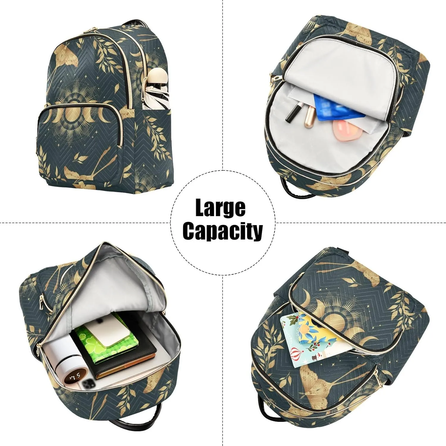 ALAZA Moon Moth Butterfly Astrology Small Backpack Purse for Women Travel Bag Fashion Daypack Back Pack Shoulder Bag
