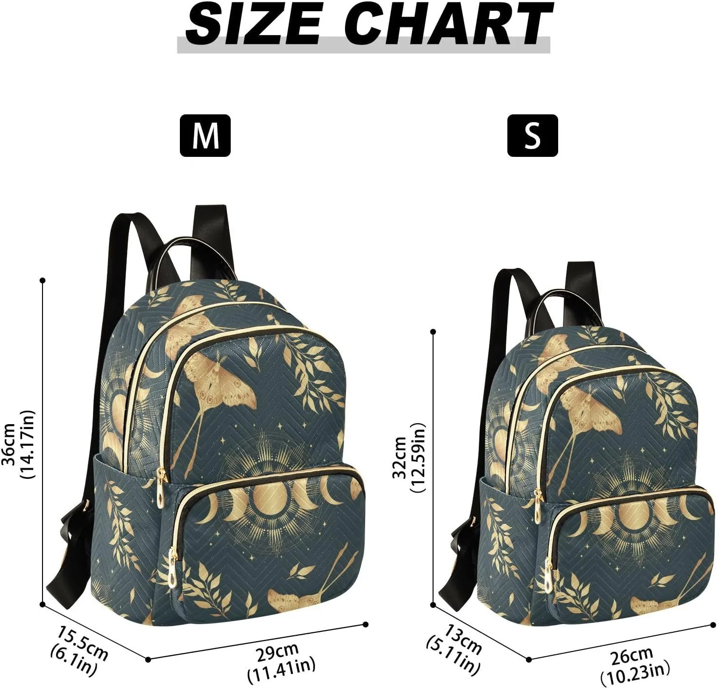 ALAZA Moon Moth Butterfly Astrology Small Backpack Purse for Women Travel Bag Fashion Daypack Back Pack Shoulder Bag