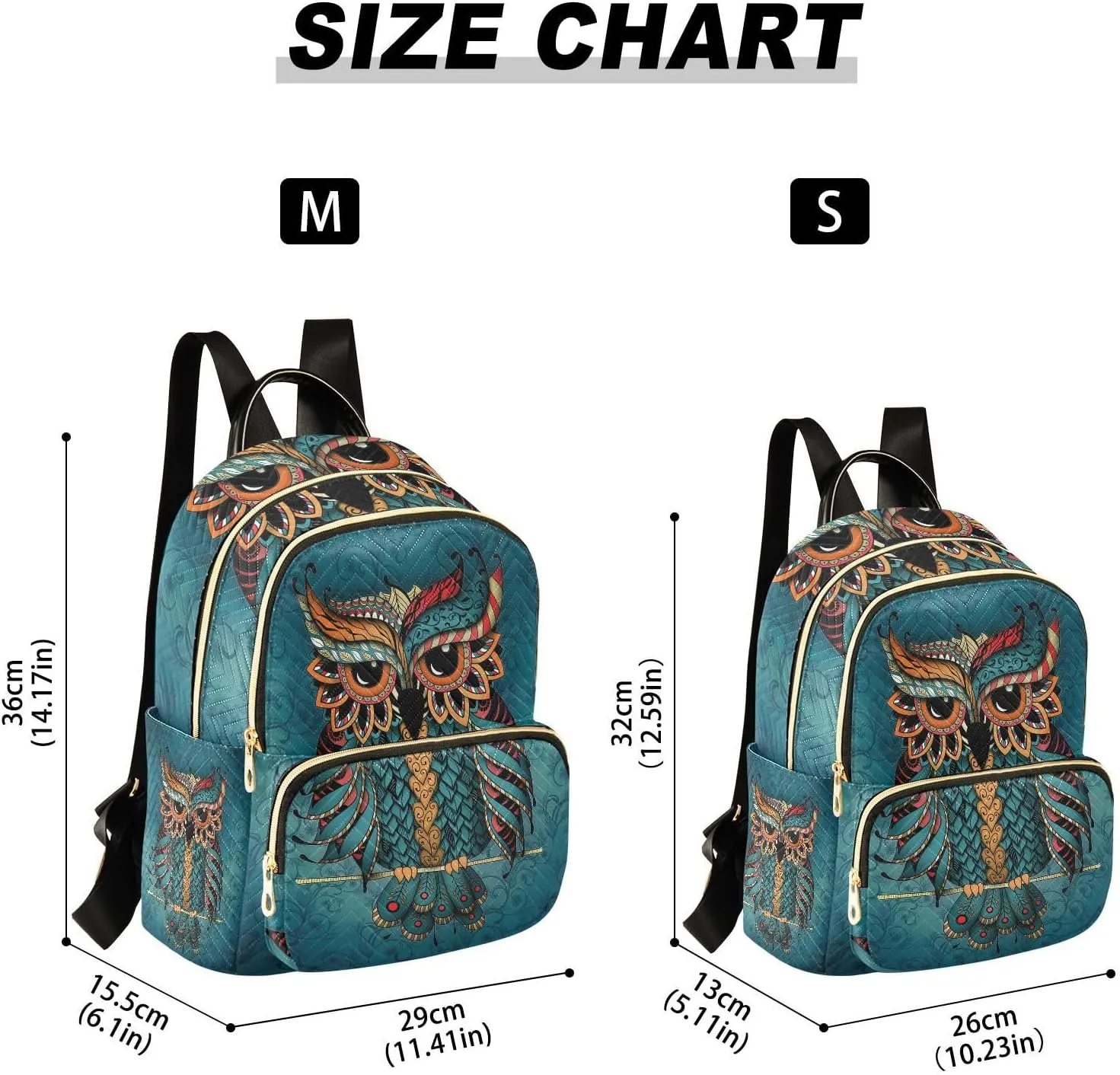 ALAZA Owl Print Boho Ethnic Mini Backpack Purse for Women Travel Bag Fashion Daypack Back Pack Shoulder Bag