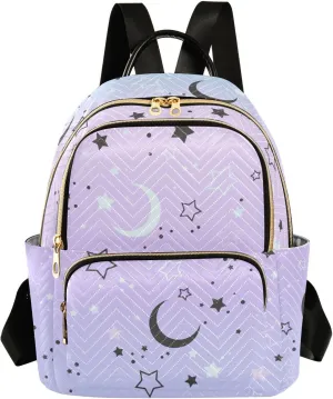 ALAZA Stars Crescent Moon Gradient Mini Backpack Purse for Women Travel Bag Fashion Daypack Back Pack Shoulder Bag