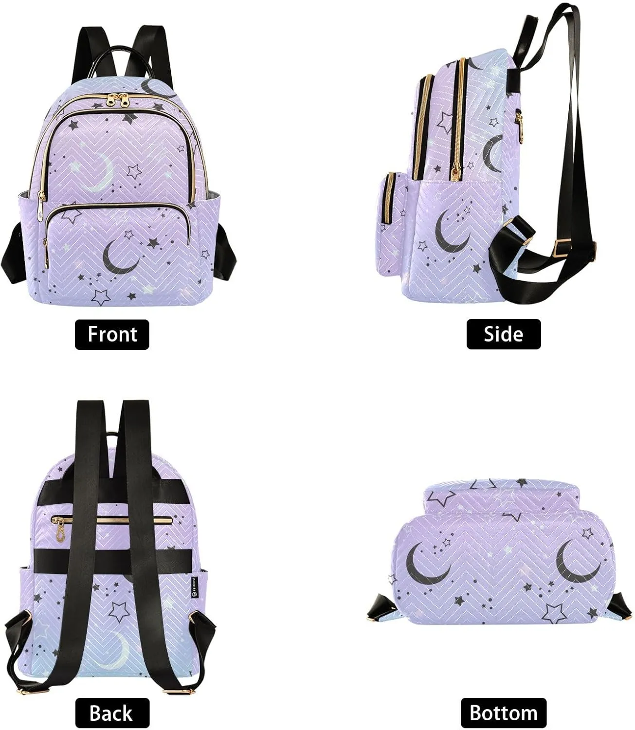 ALAZA Stars Crescent Moon Gradient Mini Backpack Purse for Women Travel Bag Fashion Daypack Back Pack Shoulder Bag