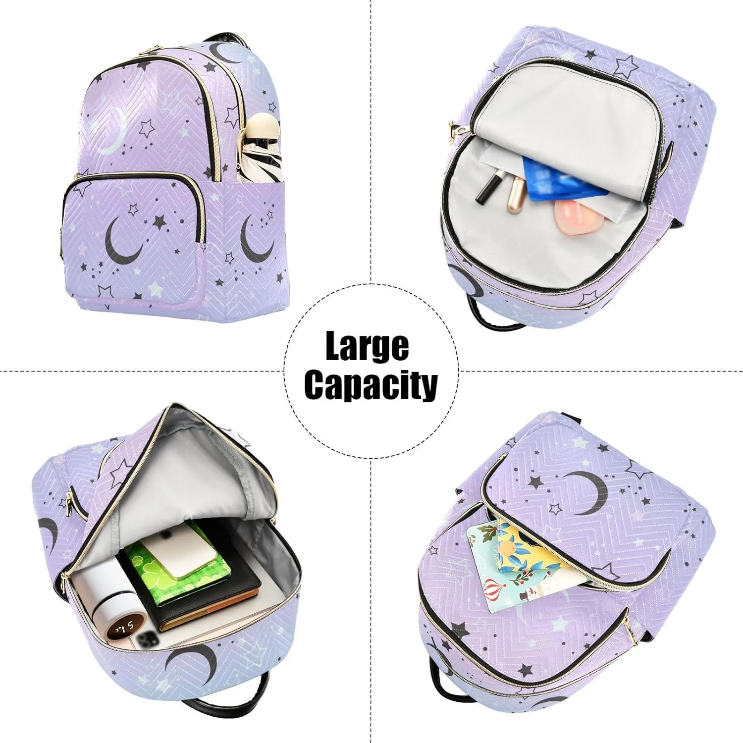 ALAZA Stars Crescent Moon Gradient Mini Backpack Purse for Women Travel Bag Fashion Daypack Back Pack Shoulder Bag