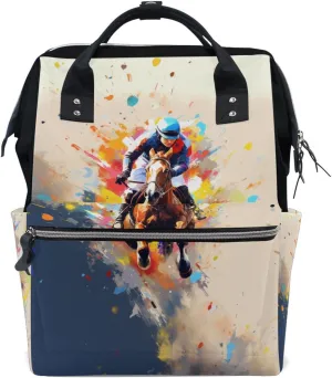 ALAZA Watercolor Rider and Dapple Brown Horse Laptop Backpack Anti Theft Purse Backpack for Women Men,15.6 inch Doctor Bag College Backpacks Travel Casual Daypack