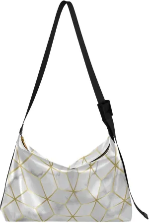ALAZA White Marble Mosaic Star Tile Womens Tote Bag Leather Shoulder Bag For Women Men Large Hobo Cross Body Bags Handbag