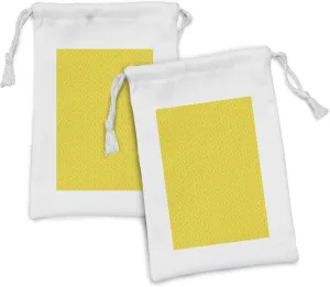 Ambesonne Aboriginal Fabric Pouch Set of 2, Yellow Color Palette Monochromatic Dotted Nested Motifs Pattern, Small Drawstring Bag for Toiletries Masks and Favors, 9" x 6", Yellow Mustard