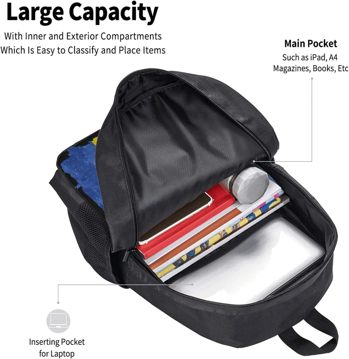 American and Ukraine Flag Ukrainian Roots Casual Backpacks Large Capacity Backpack Laptop Rucksack Sport Daypack Commuter Bags with Adjustable Strap for Traveling Camping