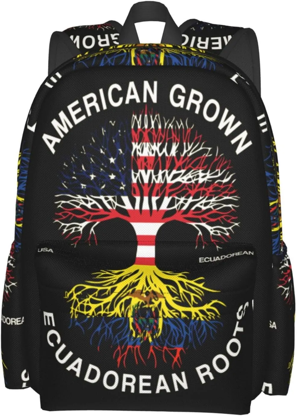 American Grown Ecuadorian Roots Ecuador Flag Large Travel Backpack Casual Backpacks Laptop Daypack Working Rucksack Lightweight Back Pack Sports Bag with Adjustable Shoulder Strap
