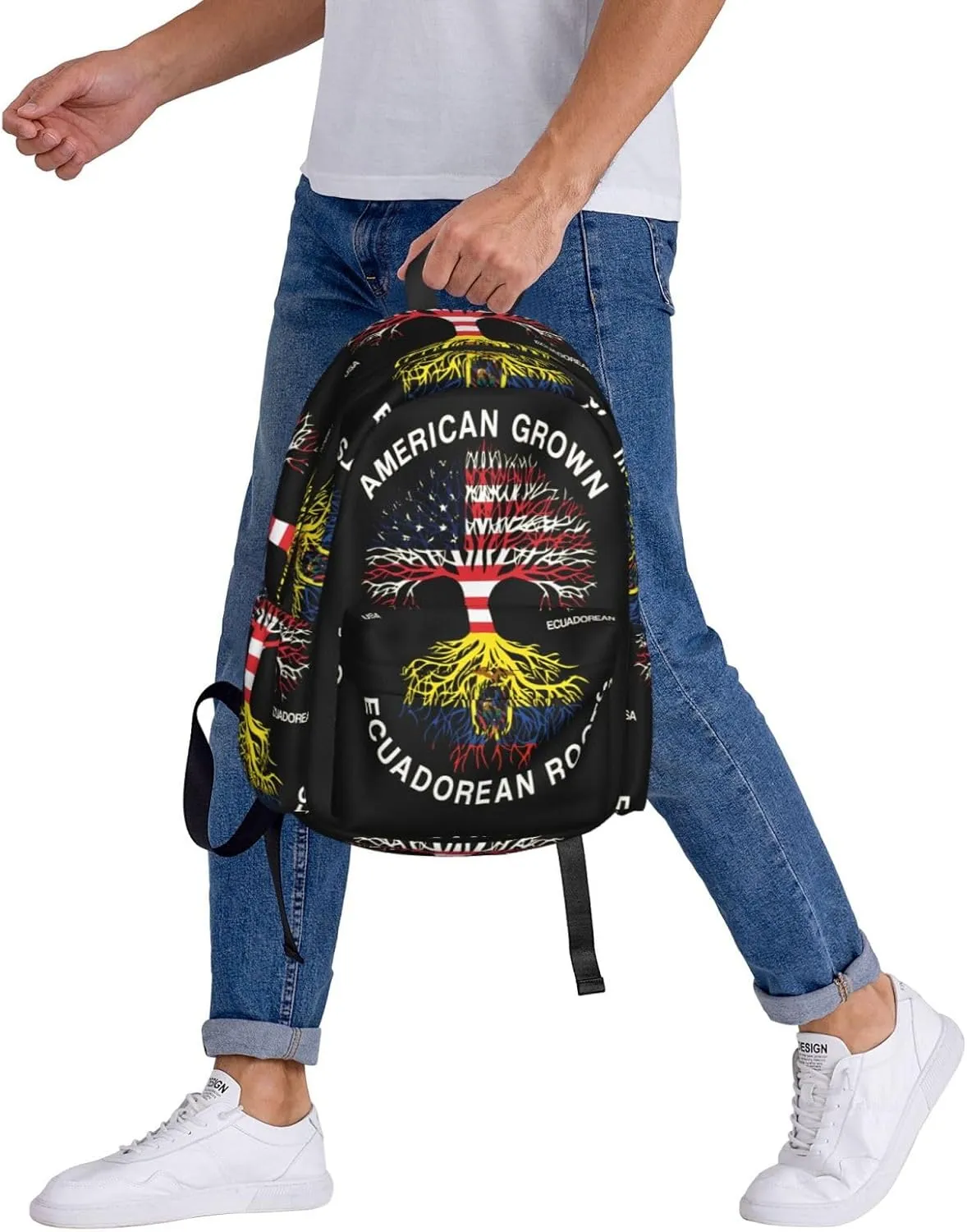 American Grown Ecuadorian Roots Ecuador Flag Large Travel Backpack Casual Backpacks Laptop Daypack Working Rucksack Lightweight Back Pack Sports Bag with Adjustable Shoulder Strap