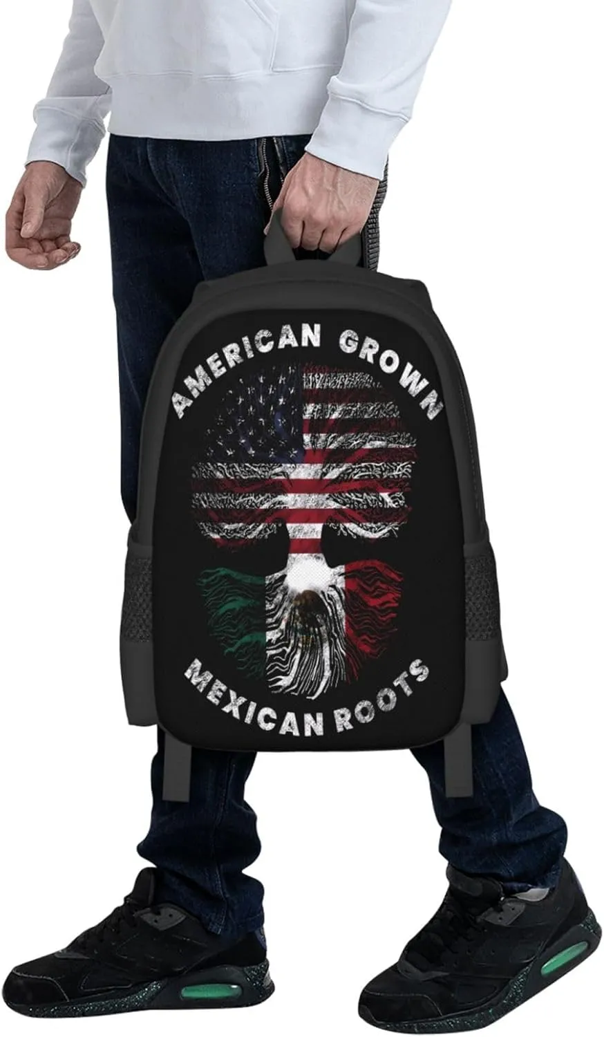 American Grown Mexican Roots Casual Backpacks Large Capacity Backpack Laptop Rucksack Sport Daypack Commuter Bags with Adjustable Strap for Traveling Camping