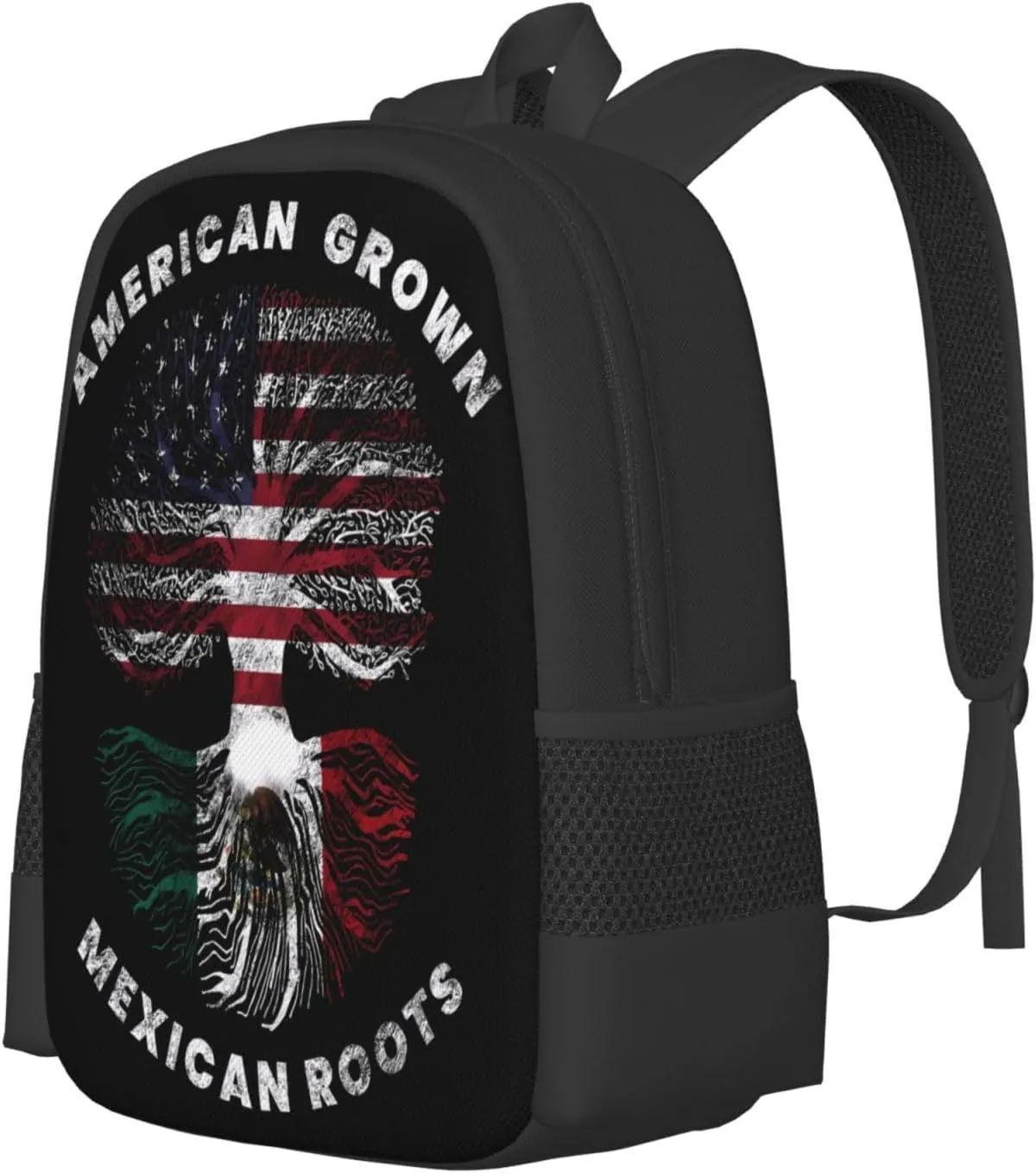 American Grown Mexican Roots Casual Backpacks Large Capacity Backpack Laptop Rucksack Sport Daypack Commuter Bags with Adjustable Strap for Traveling Camping