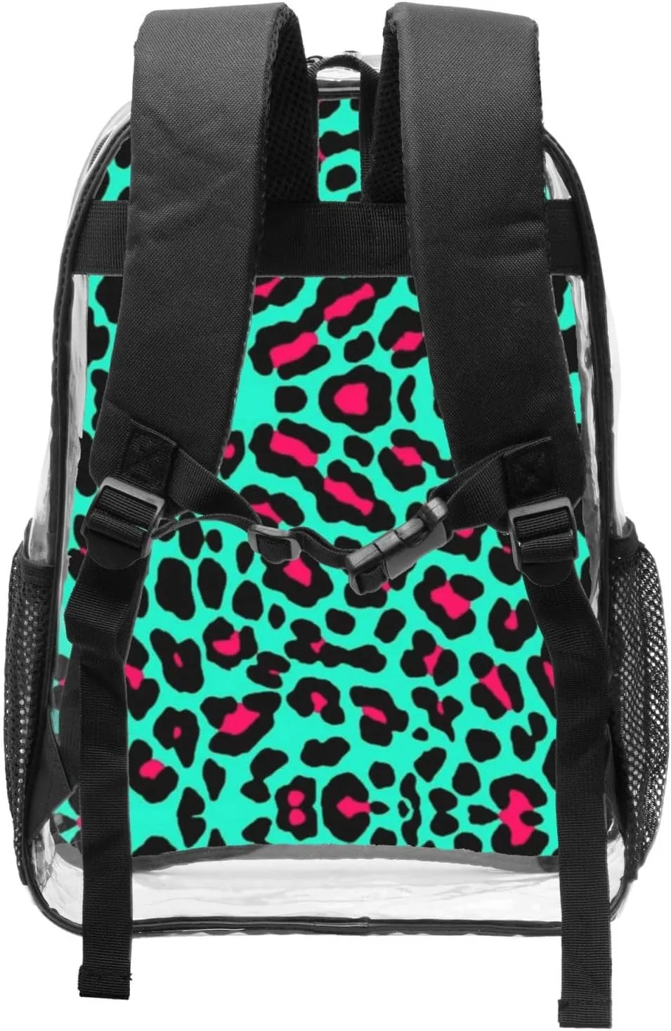 AMRANDOM Cheetah Mint Green Leopard Clear Backpack for Stadium Events Clear Backpack for Concert Sport Events Work Travel