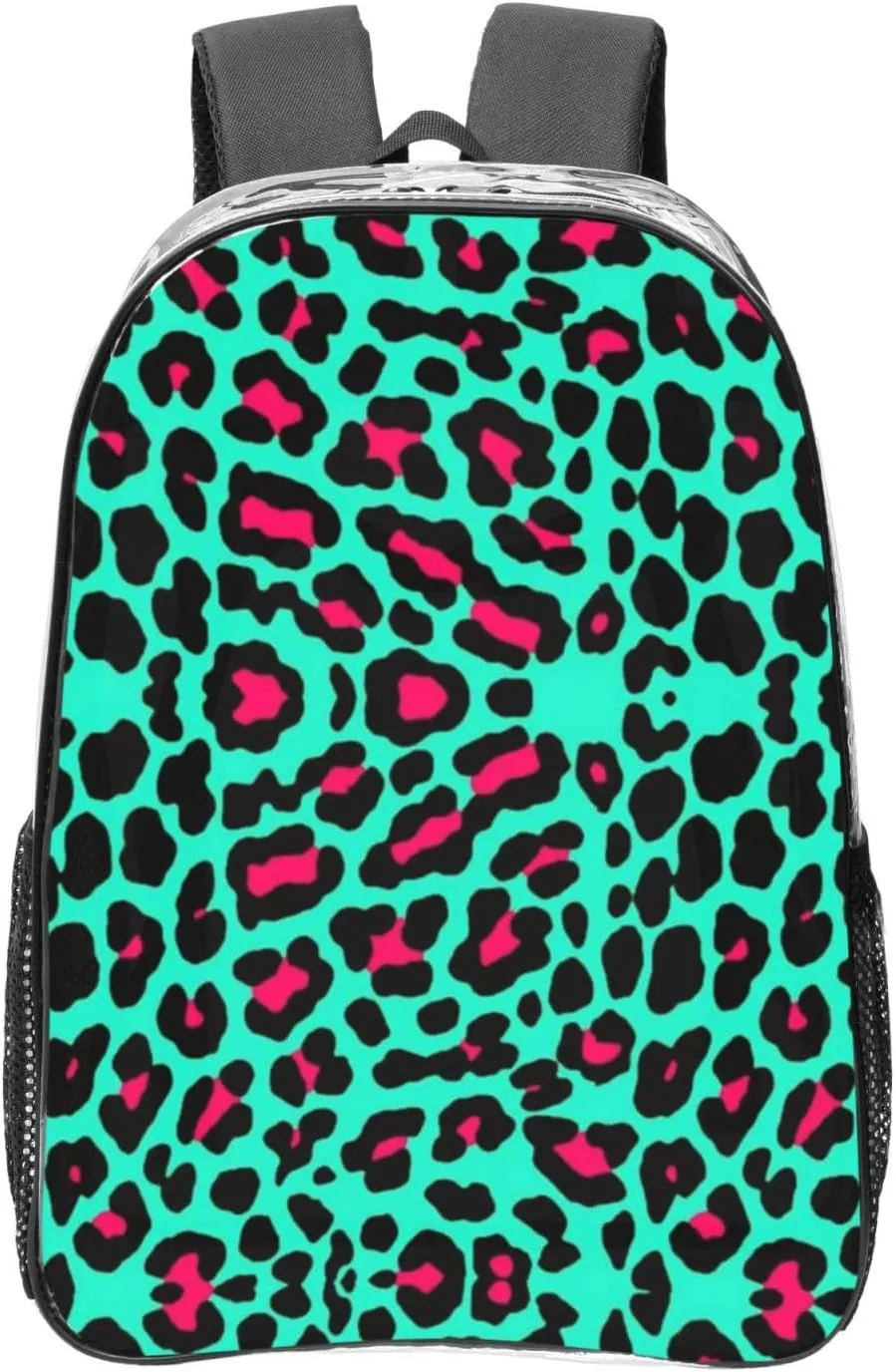 AMRANDOM Cheetah Mint Green Leopard Clear Backpack for Stadium Events Clear Backpack for Concert Sport Events Work Travel