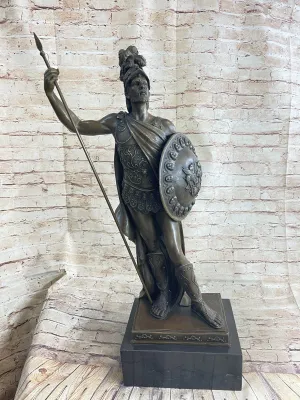 ANCIENT TIMES ROMAN LEGION SOLDIER JAVELIN SHIELD Sculpture Statue 100% Bronze