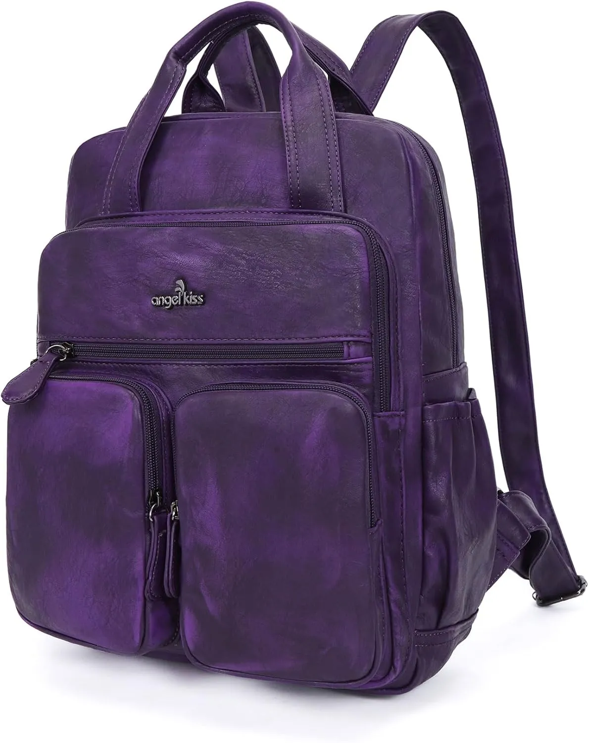 Angel Kiss Backpack Purse for Women Soft Washed Leather Multi Pocket Casual Travel Backpacks…