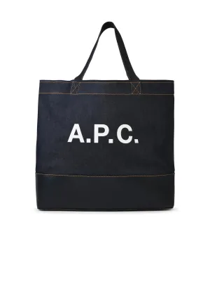 A.P.C. Large 'Shopping Axel' Navy Denim Bag