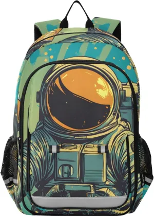 Astronaut Soda Funny Backpack for Women Men Travel Laptop Backpacks Daypack Book Bag Daypack with Reflective Strip 12.9” × 17.7”