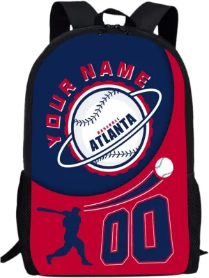 Atlanta Backpack Custom Laptop Bag Travel Bag Personalized Name Number Gifts for Men Women Boy