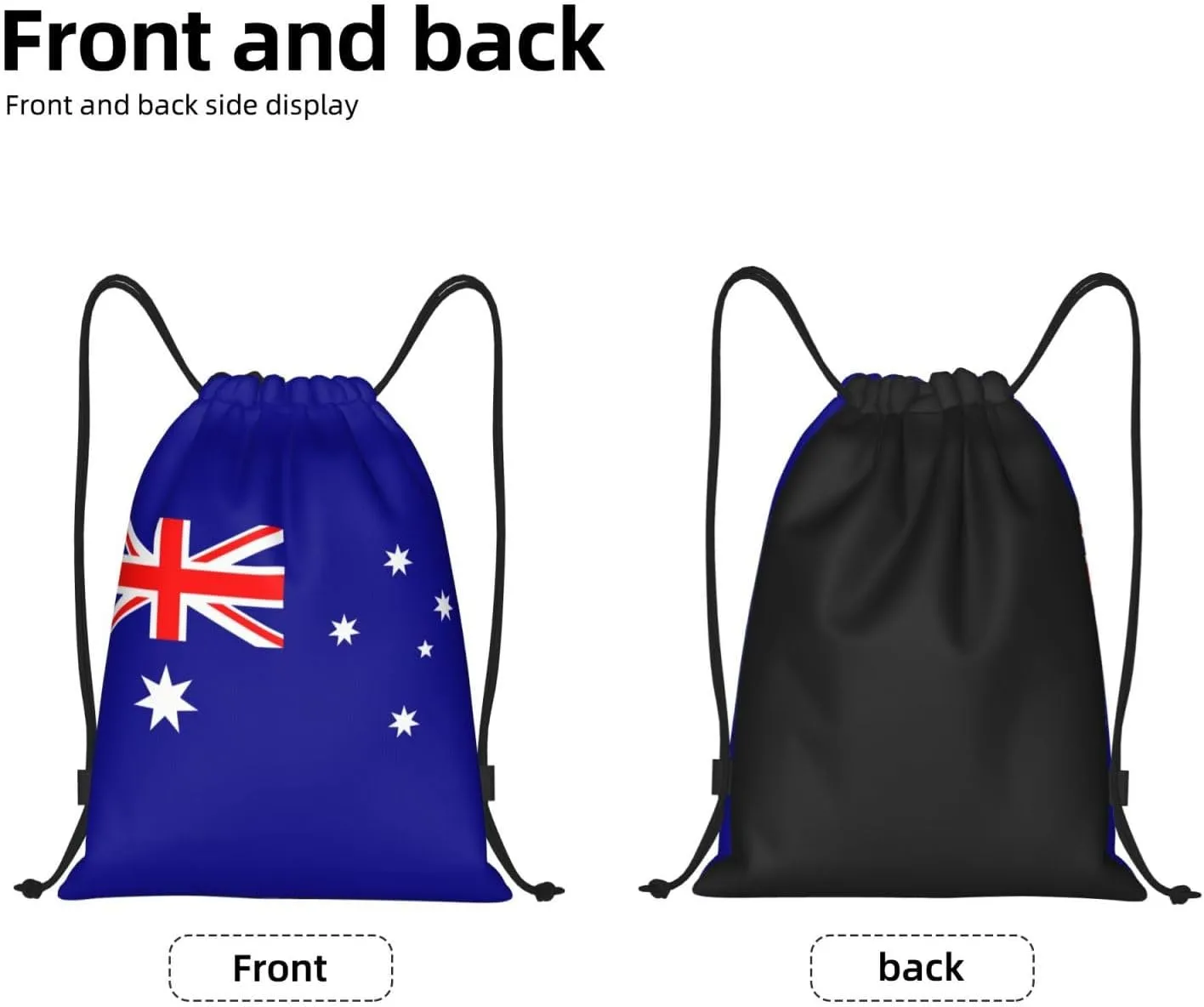 Australian flag print Drawstring Backpack Bags Sack Cinch Tote Sport Storage Polyester Bag for Gym Traveling