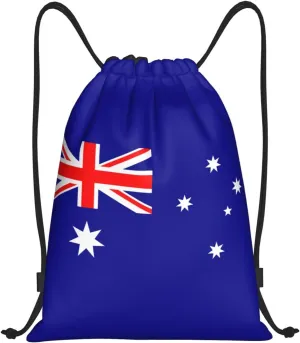Australian flag print Drawstring Backpack Bags Sack Cinch Tote Sport Storage Polyester Bag for Gym Traveling