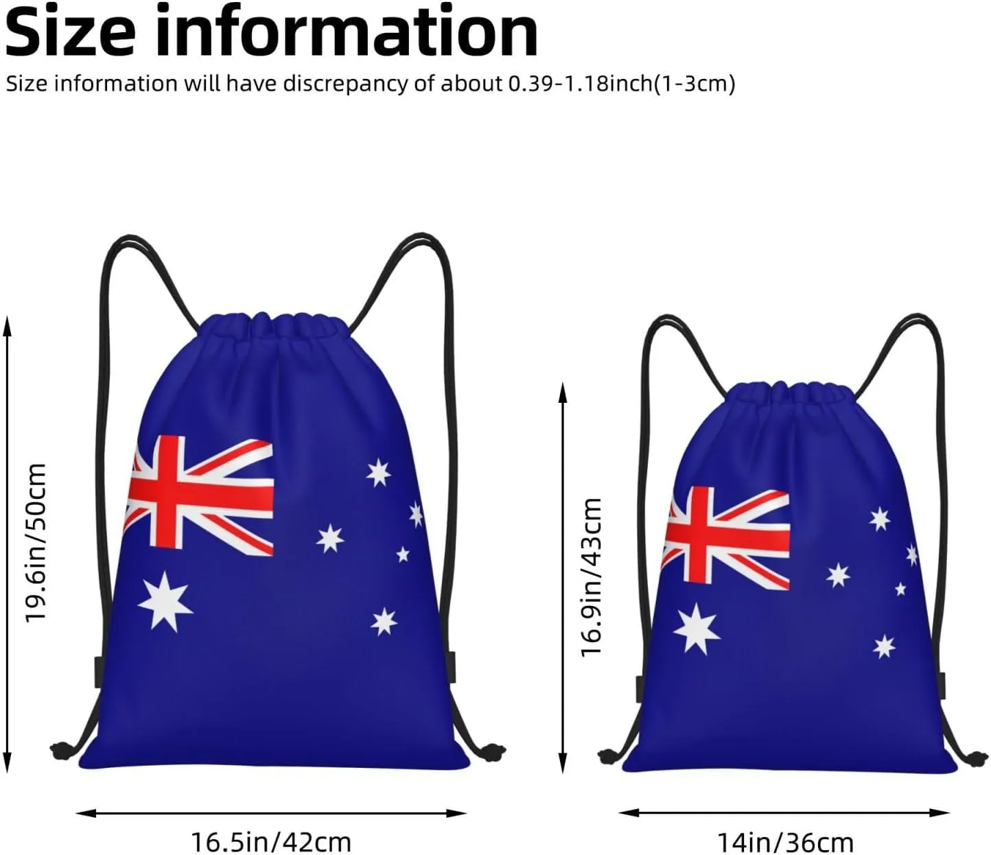 Australian flag print Drawstring Backpack Bags Sack Cinch Tote Sport Storage Polyester Bag for Gym Traveling