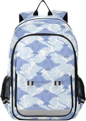 Backpack Blue Shells and Stingrays Fish School Shoulder Bag Lightweight Laptop Backpack Student Casual Travel Daypack