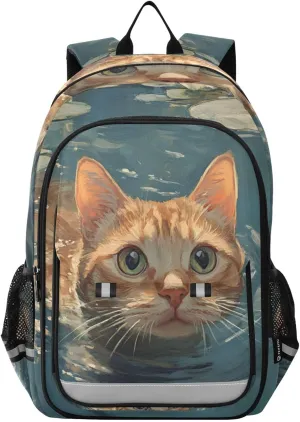 Backpack Cat Bond Cute for Women Men Travel Laptop Backpacks Daypack Book Bag Daypack with Reflective Strip 12.9” × 17.7”