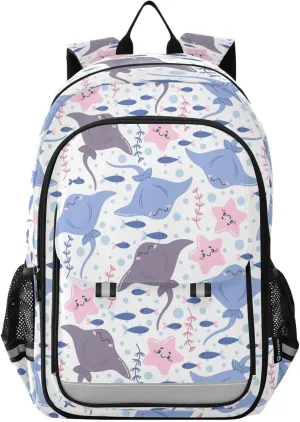 Backpack Cute Starfish and Stingrays School Shoulder Bag Lightweight Laptop Backpack Student Casual Travel Daypack