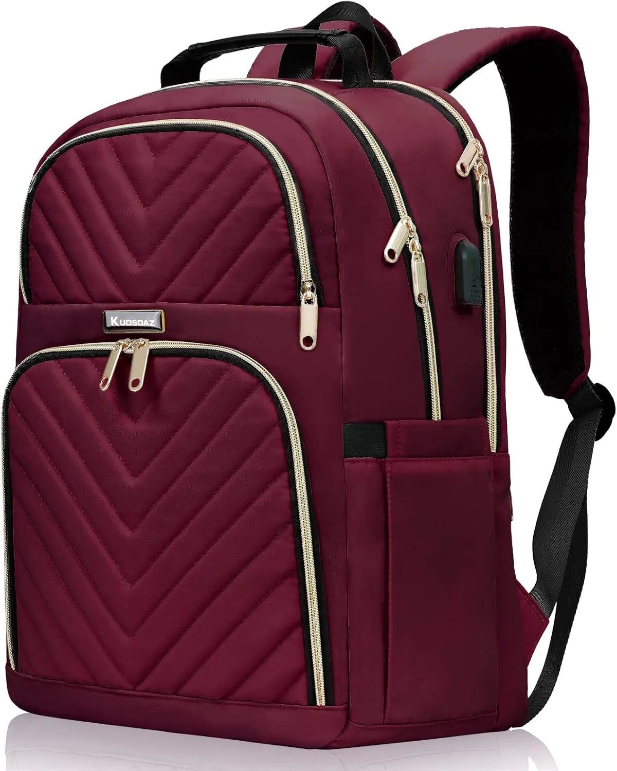 Backpack for Women Men, School Backpacks for Girls Boys, Fashion College Bookbag with USB Charger, Large Travel Backpack Casual Daypacks, Wine Red