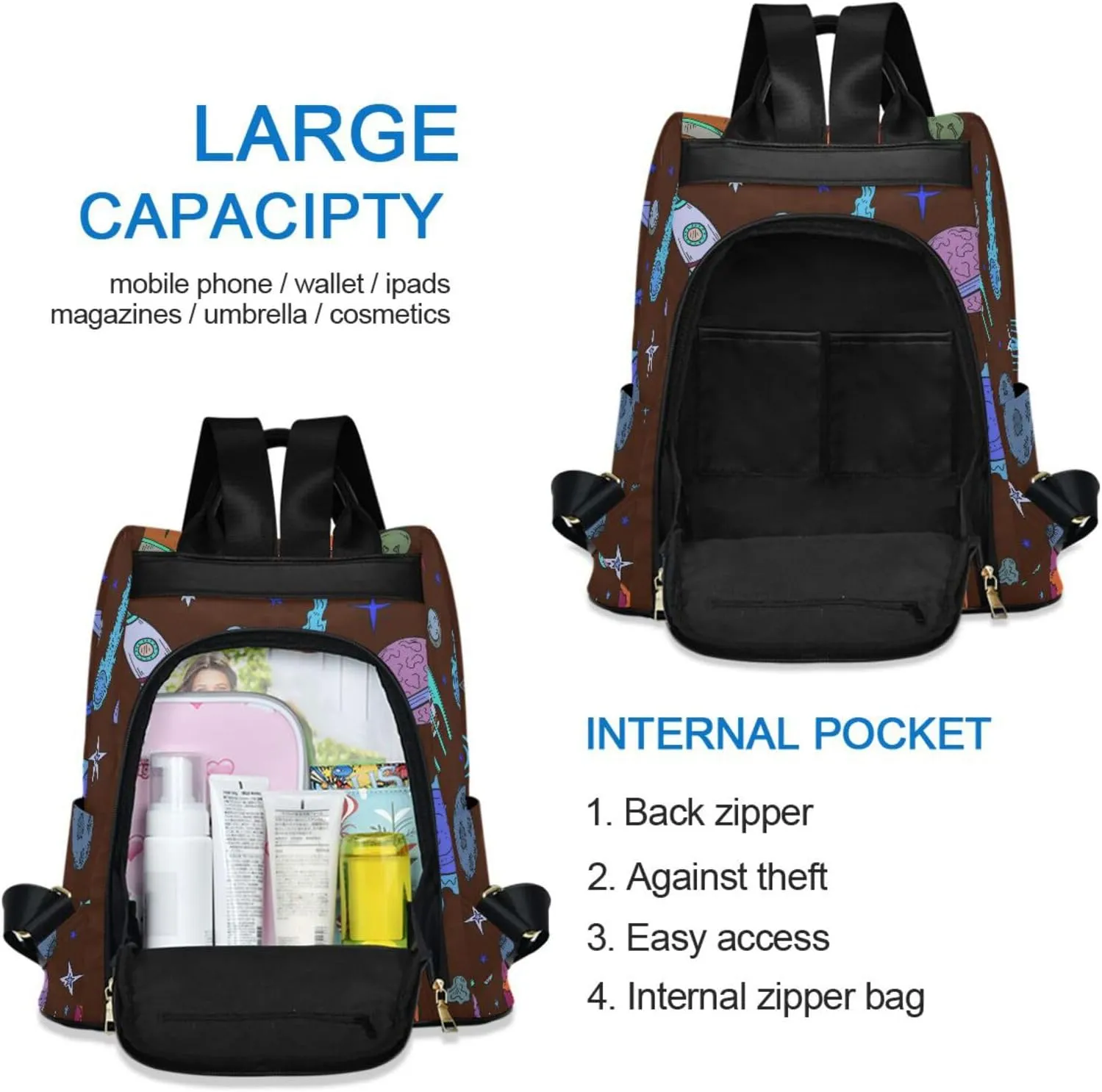 Backpack Purse for Women Anti Theft Fashion Daypack Polyester Travel Bag Crossbody Shoulder Bag Sunflower 13.4 X 5.9 X 15in Pattern 11