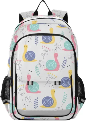 Backpack Snail Floral Leaves School Shoulder Bag Lightweight Laptop Backpack Student Casual Travel Daypack