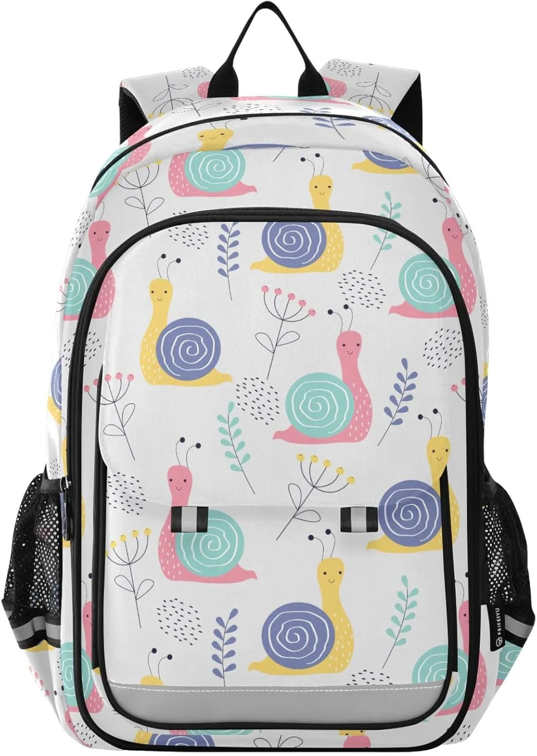 Backpack Snail Floral Leaves School Shoulder Bag Lightweight Laptop Backpack Student Casual Travel Daypack