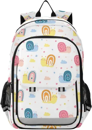 Backpack Snail Rainbow Flowers School Shoulder Bag Lightweight Laptop Backpack Student Casual Travel Daypack