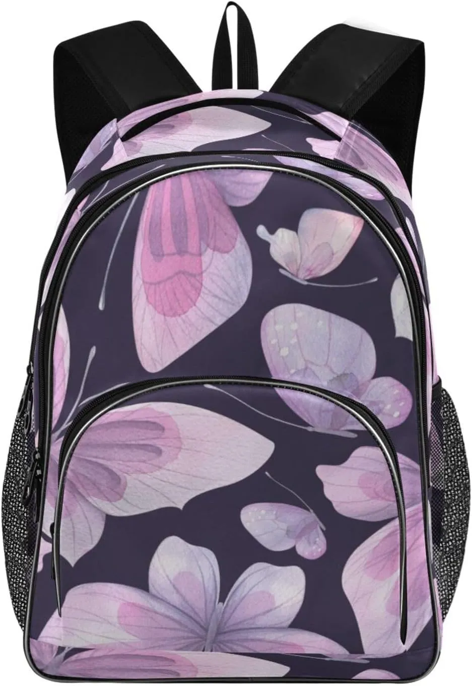 Backpacks 22L Three Layer Arc Book Bag Lightweight for Travel Camping Hiking Rucksack Daypack Kids & Adults Lilac Butterflies