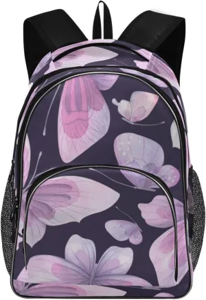 Backpacks 22L Three Layer Arc Book Bag Lightweight for Travel Camping Hiking Rucksack Daypack Kids & Adults Lilac Butterflies