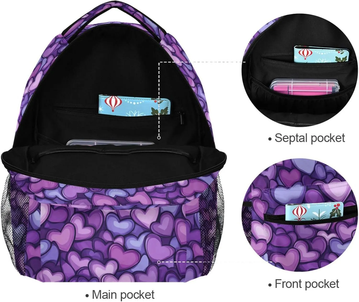 Backpacks for Men and Women Fashion School Bag with Chest Strap for Business Work College Travel Trip Purple Heart Day Purple Heart