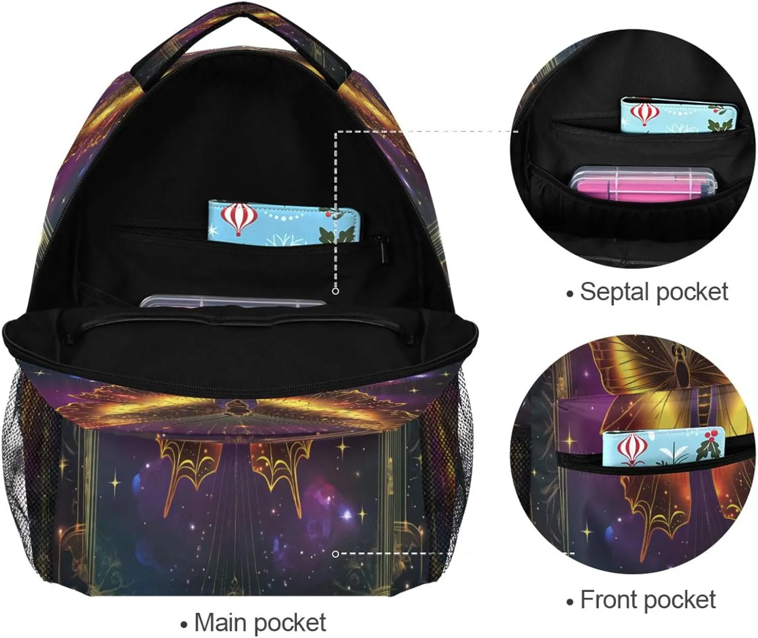 Backpacks for Teenager Fashion College School Computer Bag with Chest Strap for Business Work College Travel Trip Butterfly