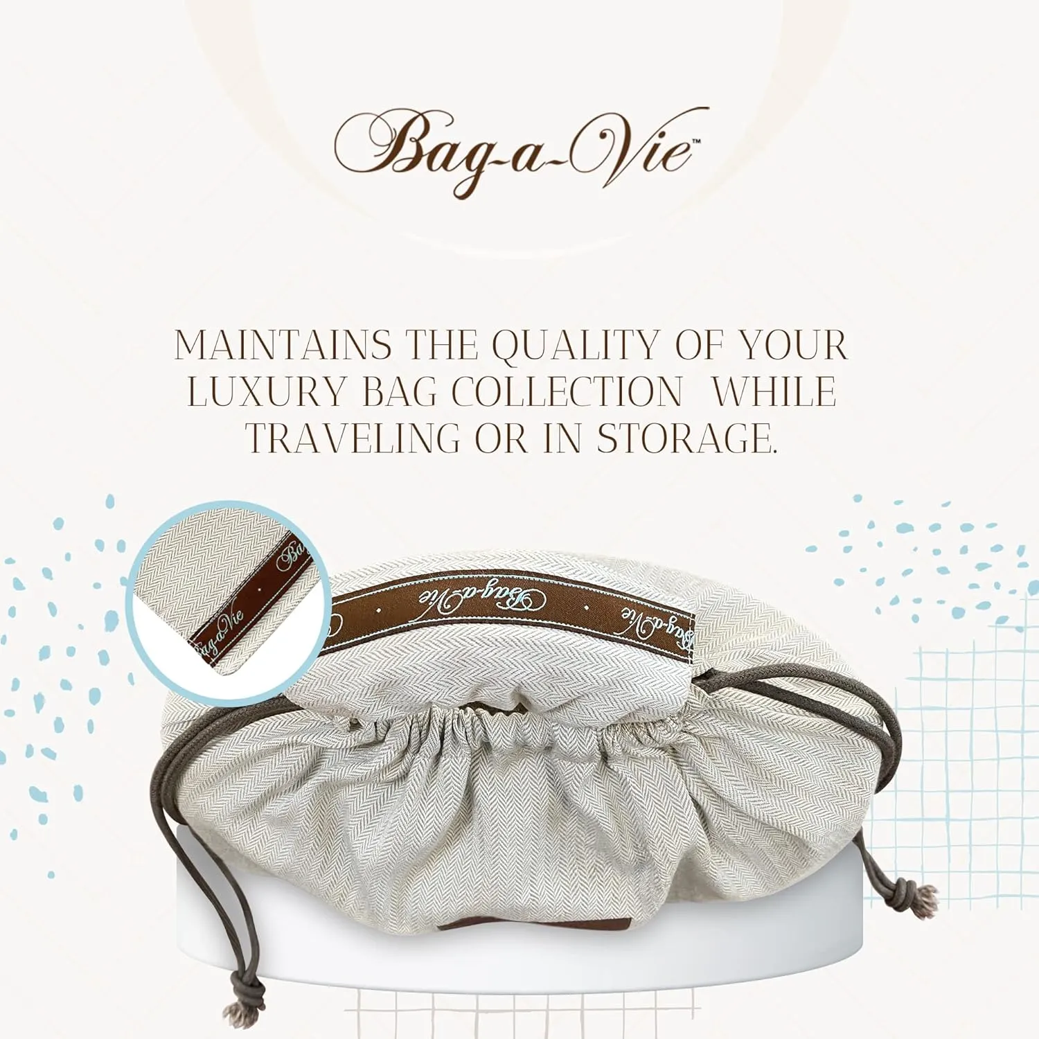 Bag-a-Vie Bag Handle Wrap & Pillow Shaper - Luxury Handbag Care Kit With Hardware Chain Protection Wrap and Bag Shaper Insert