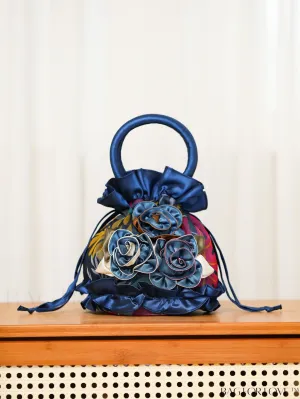 BagForLove - Chic Mini Drawstring Bucket Bag with Delicate Floral Decor