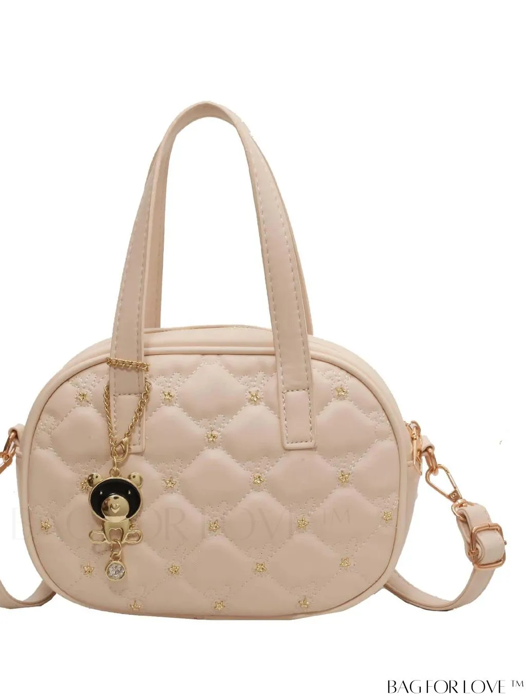 BagForLove - Chic Rhinestone-Embellished Black PU Tote Bag with Stitching Details